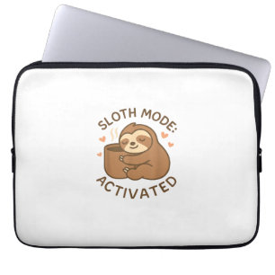 Sloth Mode Activated Cute Lazy Animal Coffee Lover Laptop Sleeve