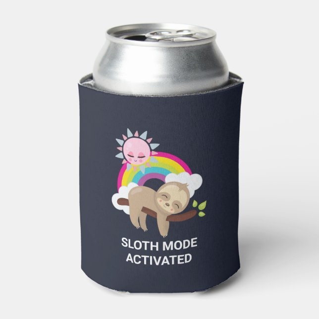 Sloth Mode Activated Funny Illustration Can Cooler (Can Front)