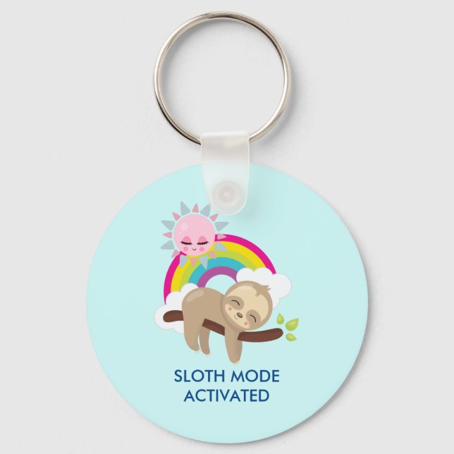 Sloth Mode Activated Funny Illustration Key Ring (Front)