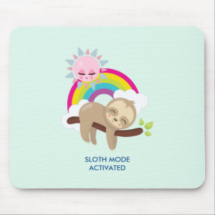 Sloth Mode Activated Funny Illustration Mouse Pad
