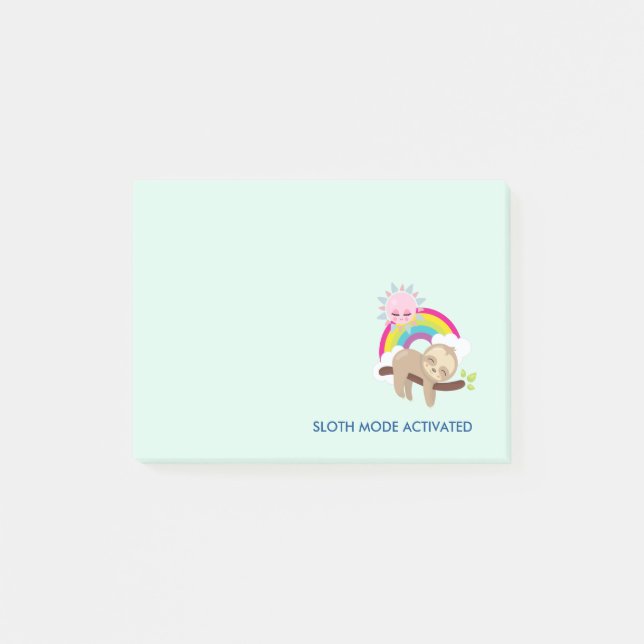 Sloth Mode Activated Funny Illustration Post-it Notes (Front)