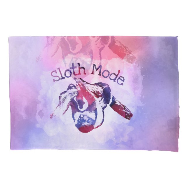 Sloth Mode  Purple Watercolor Pillowcase (Front)