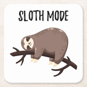 Sloth Mode Square Paper Coaster