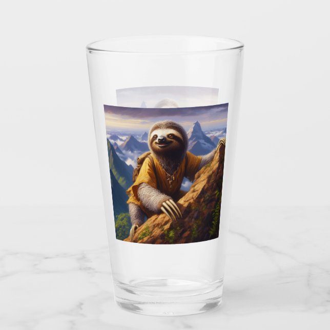 Sloth Mountain Climbing Glass (Front)
