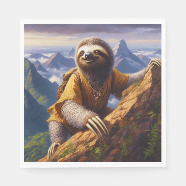 Sloth Mountain Climbing Napkin (Front)