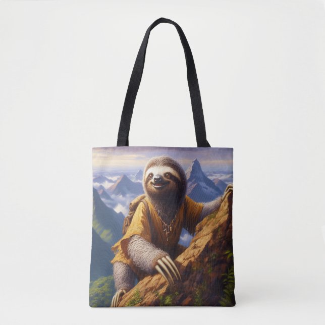 Sloth Mountain Climbing Tote Bag (Front)