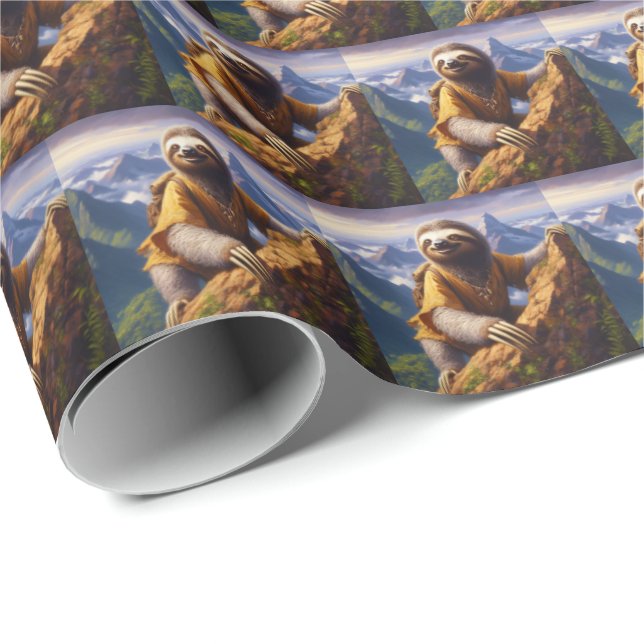 Sloth Mountain Climbing Wrapping Paper (Roll Corner)
