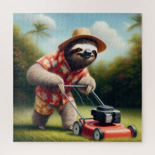 Sloth Mowing Lawn Jigsaw Puzzle