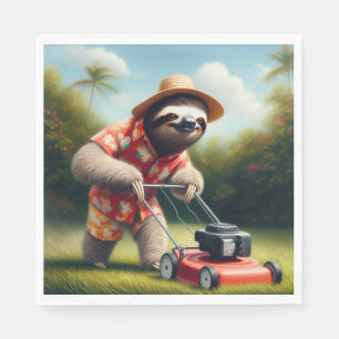 Sloth Mowing Lawn Napkin