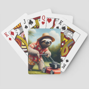 Sloth Mowing Lawn Playing Cards