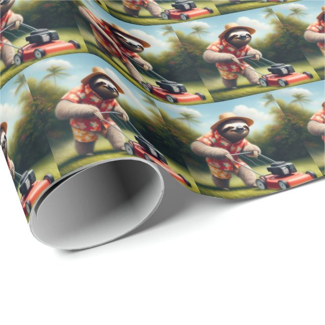Sloth Mowing Lawn Wrapping Paper (Roll Corner)