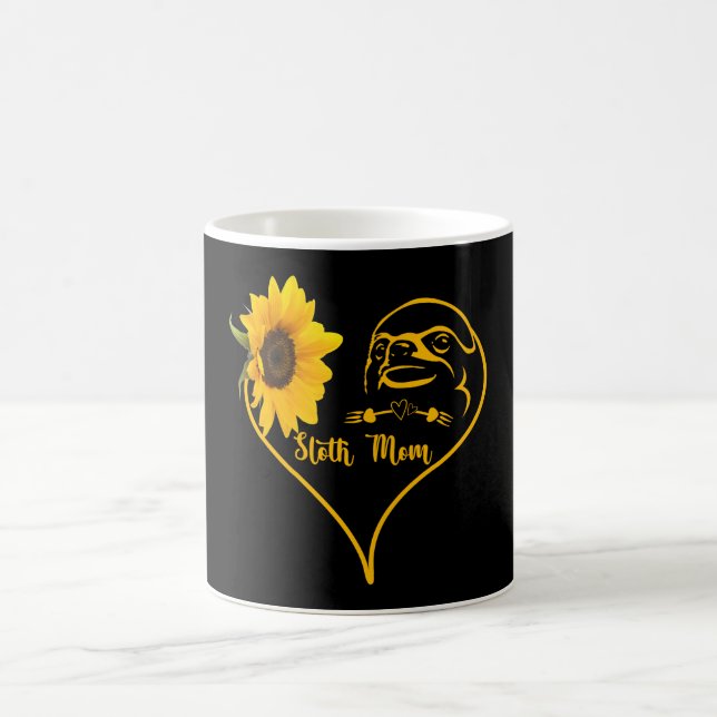 Sloth Mum With Sunflower Heart Mother's Day Coffee Mug (Center)