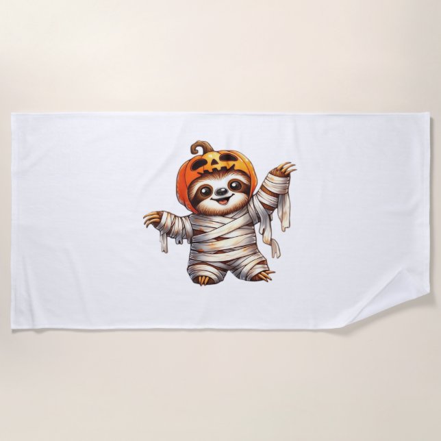 Sloth Mummy Halloween Classic T-Shirt Beach Towel (Front)