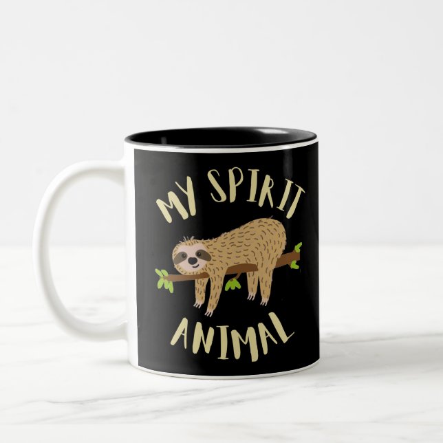 sloth my spirit animal Two-Tone coffee mug (Left)