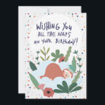 Sloth Nap Lazy Birthday - Polka Theme Card<br><div class="desc">Sometimes the best birthday gift is some rest.</div>