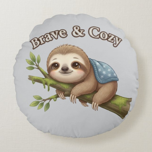  Sloth – Nap Time Champion  Round Cushion (Front)