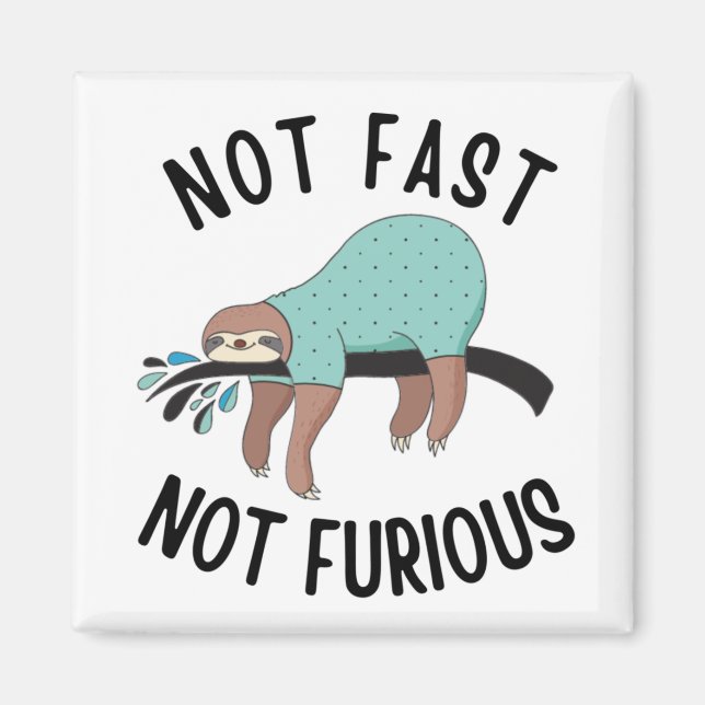 Sloth Not Fast Not Furious Magnet (Front)