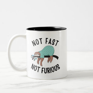Sloth Not Fast Not Furious Two-Tone Coffee Mug