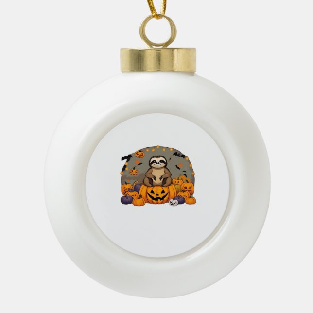 Sloth-o-ween Classic T-Shirt Ceramic Ball Christmas Ornament (Front)
