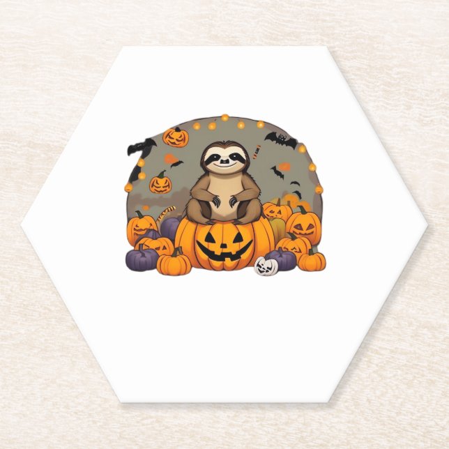 Sloth-o-ween Classic T-Shirt Paper Coaster (Front)