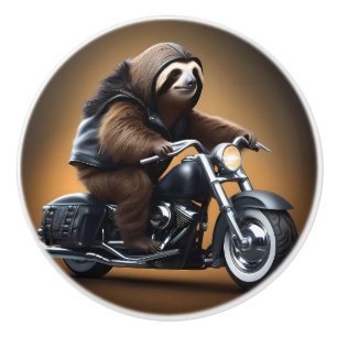 Sloth On A Motorbike, Ceramic Knob