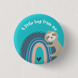 Sloth on a Rainbow Hug Button