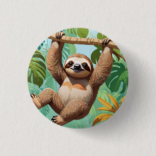 Sloth on a Tree  3 Cm Round Badge