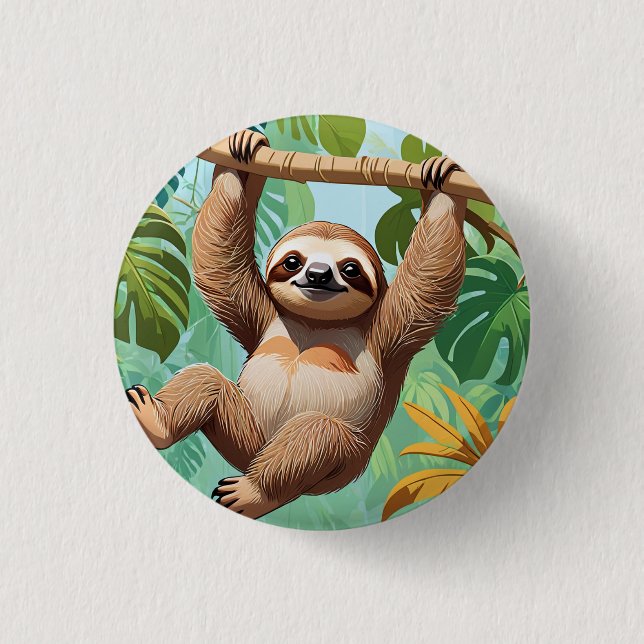 Sloth on a Tree  3 Cm Round Badge (Front)