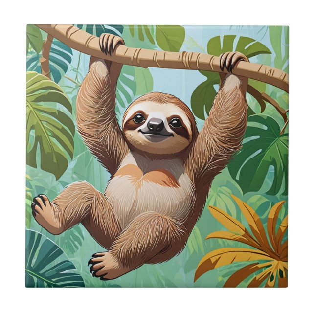 Sloth on a Tree  Ceramic Tile (Front)