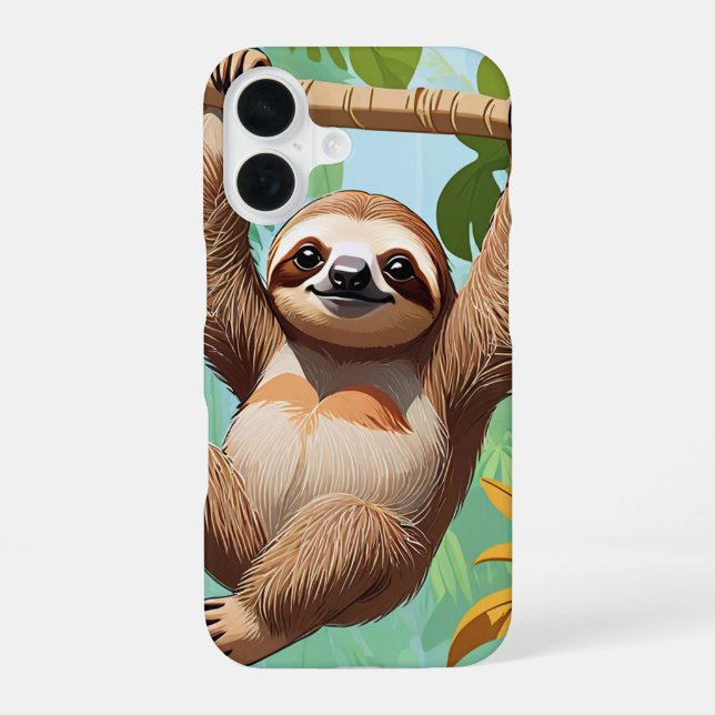 Sloth on a Tree  iPhone 16 Case (Back)
