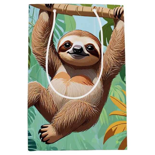 Sloth on a Tree  Medium Gift Bag (Front)