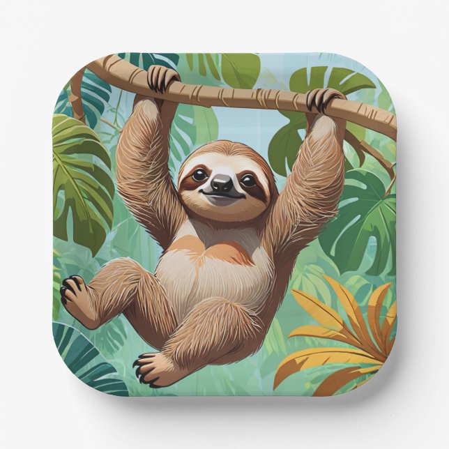 Sloth on a Tree  Paper Plate (Front)