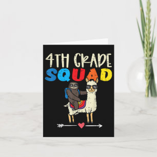 Sloth On Llama 4th Grade Squad Fourth First Day Of Card