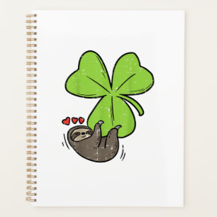 Sloth On Shamrock Hearts Cute St Patricks Day Men Planner