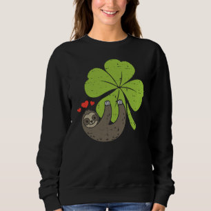 Sloth On Shamrock Hearts Cute St Patricks Day Men Sweatshirt
