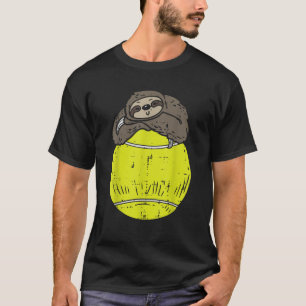 Sloth On Tennis Ball Cute Lazy Player Coach Men Wo T-Shirt