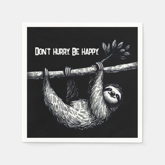 Sloth On Tree Branch With Quote Napkin (Front)