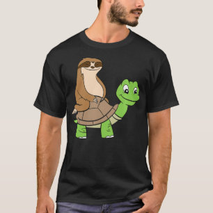 Sloth On Turtle Funny Sloth Rides Turtle Sloths Lo T-Shirt