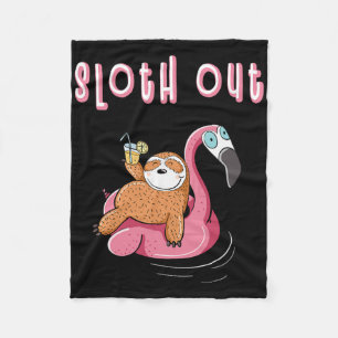 Sloth Out Chilling Sloth Holiday Vacation Fleece Blanket