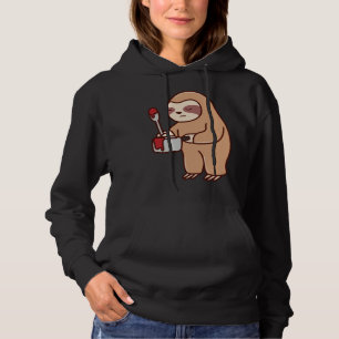 Sloth Painting Falling Asleep Ironic Lazy Tired Ro Hoodie