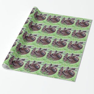 Sloth Painting Wrapping Paper