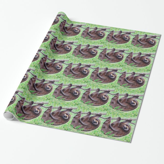 Sloth Painting Wrapping Paper (Unrolled)
