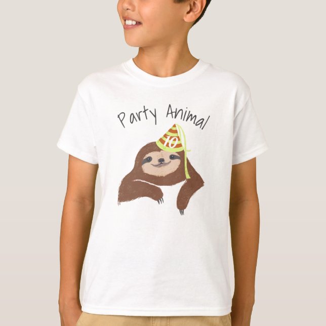 Sloth Party Animal Birthday Custom T-Shirt (Front)