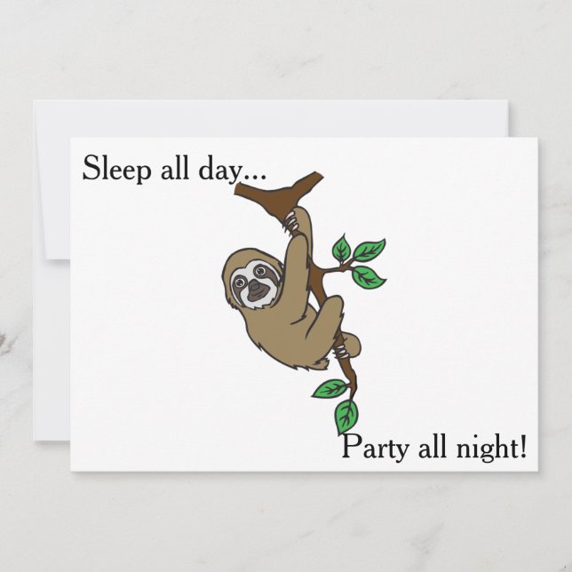 Sloth Party Invitation (Front)