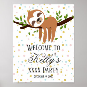 sloth , party welcome sign