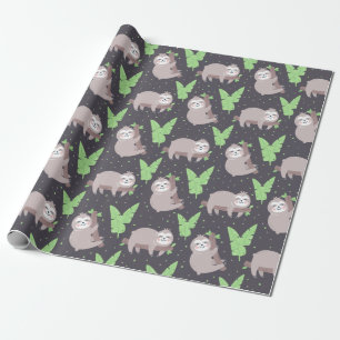 Sloth Pattern Wrapping Paper