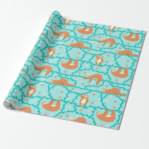 Sloth Pattern Wrapping Paper