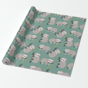 Sloth Pattern Wrapping Paper
