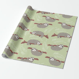 Sloth Pattern Wrapping Paper