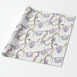Sloth Pattern Wrapping Paper